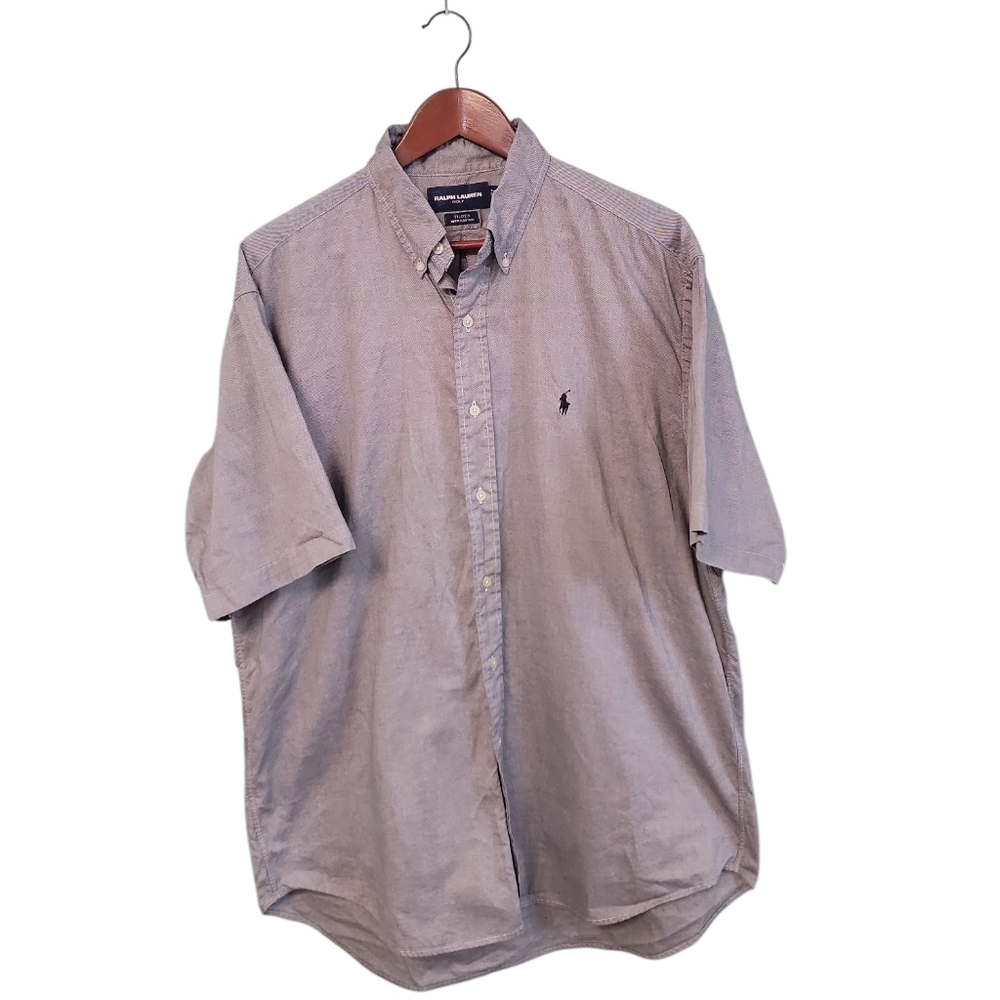 Ralph Lauren Golf Tilden 100% Cotton Short Sleeve‎ Preppy Button Down Mens LG